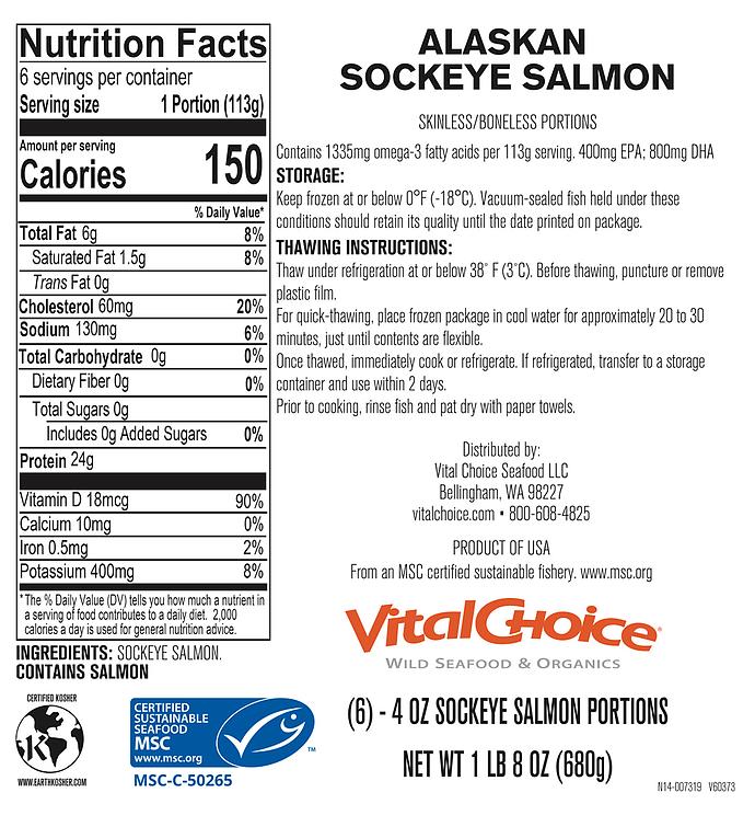 MSC Wild Alaskan Sockeye Salmon - skinless